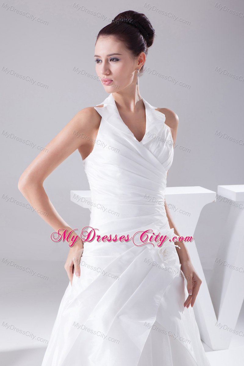 Ruches Halter Flowers 2013 New Wedding Dress Indoor Wedding