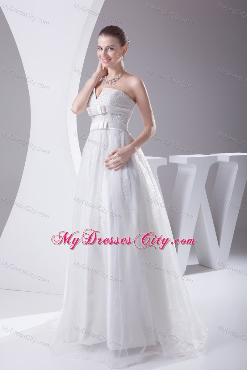 Beading and Belt Column Strapless Wedding Dress for Cheap