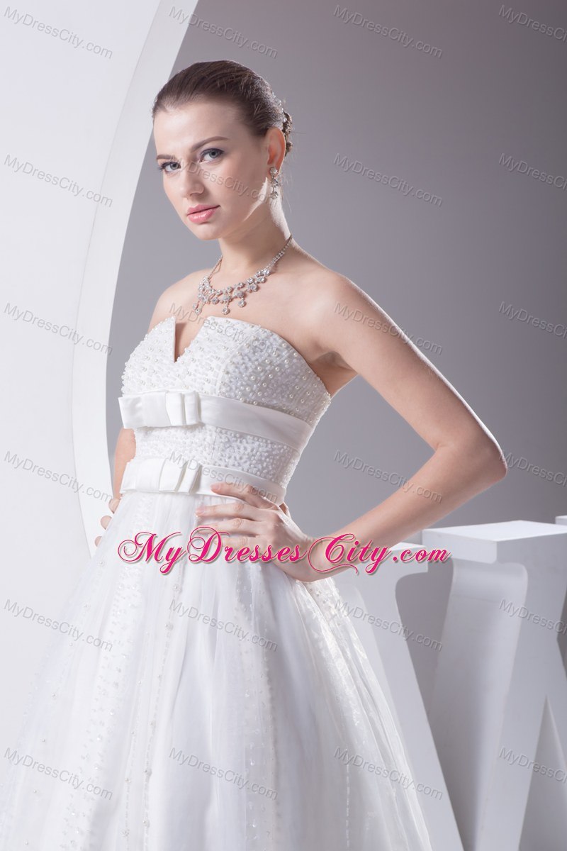 Beading and Belt Column Strapless Wedding Dress for Cheap