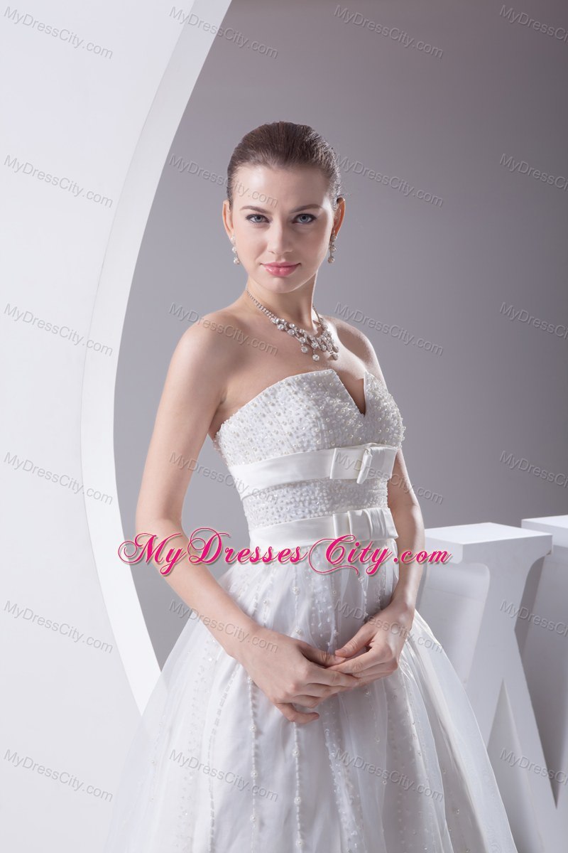 Beading and Belt Column Strapless Wedding Dress for Cheap