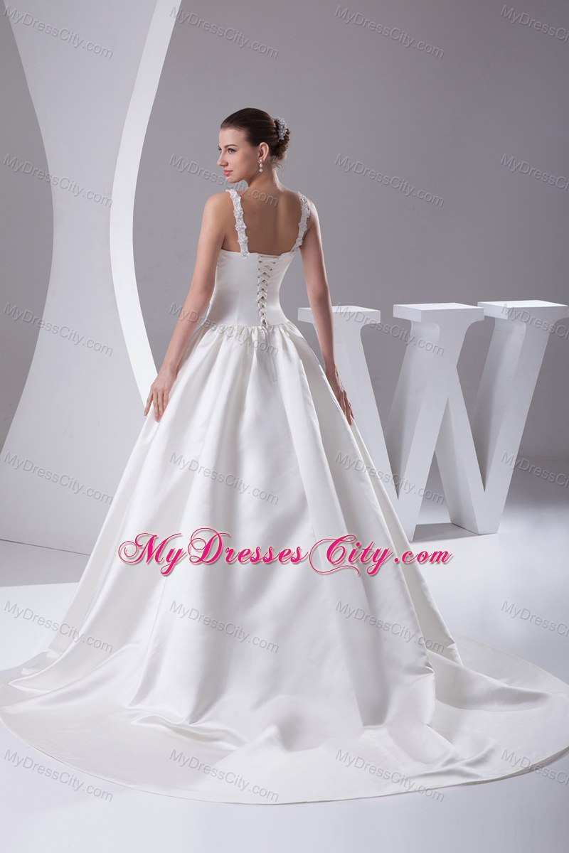 Romantic Straps Beading Wedding Dress for Church Wedding