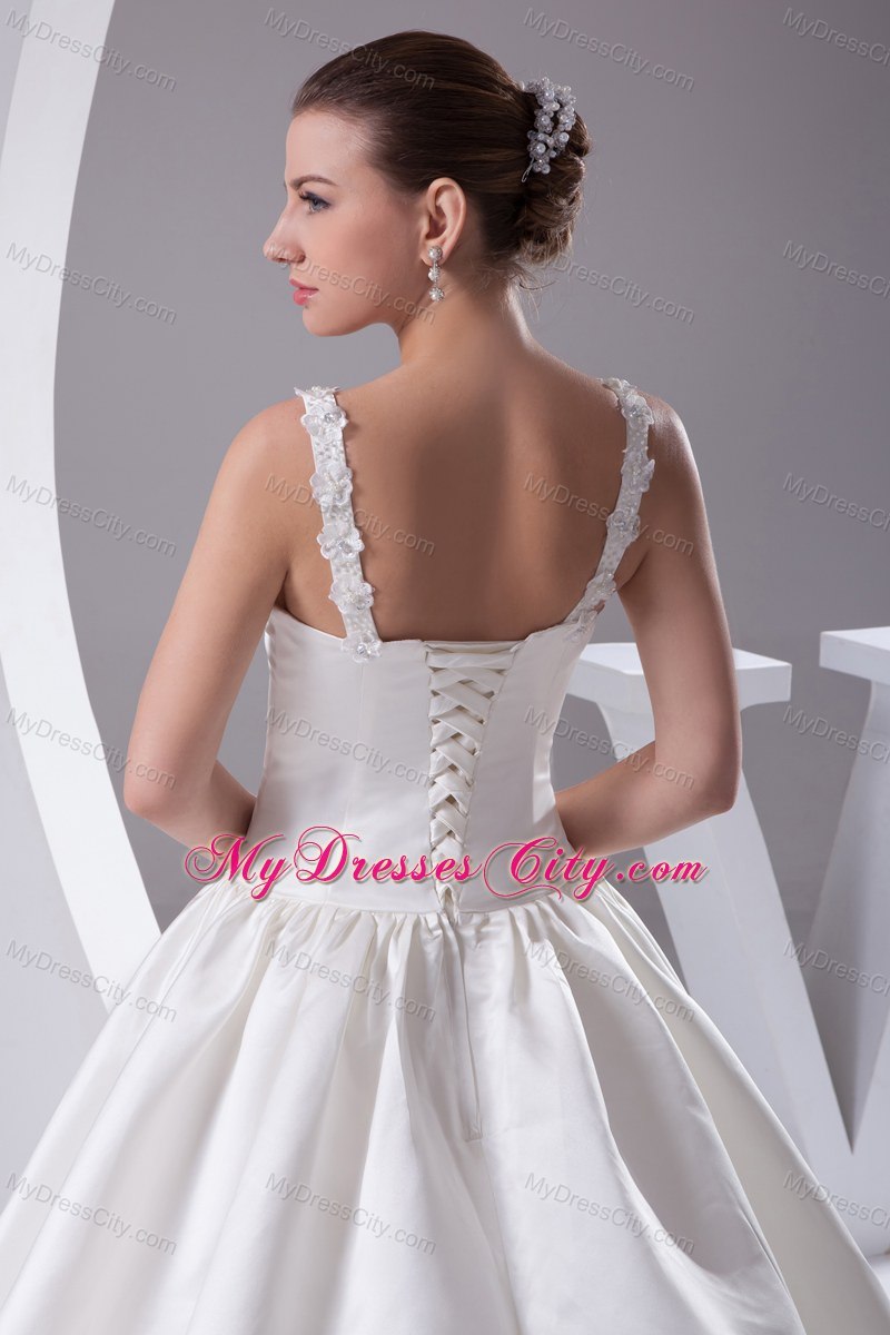 Romantic Straps Beading Wedding Dress for Church Wedding