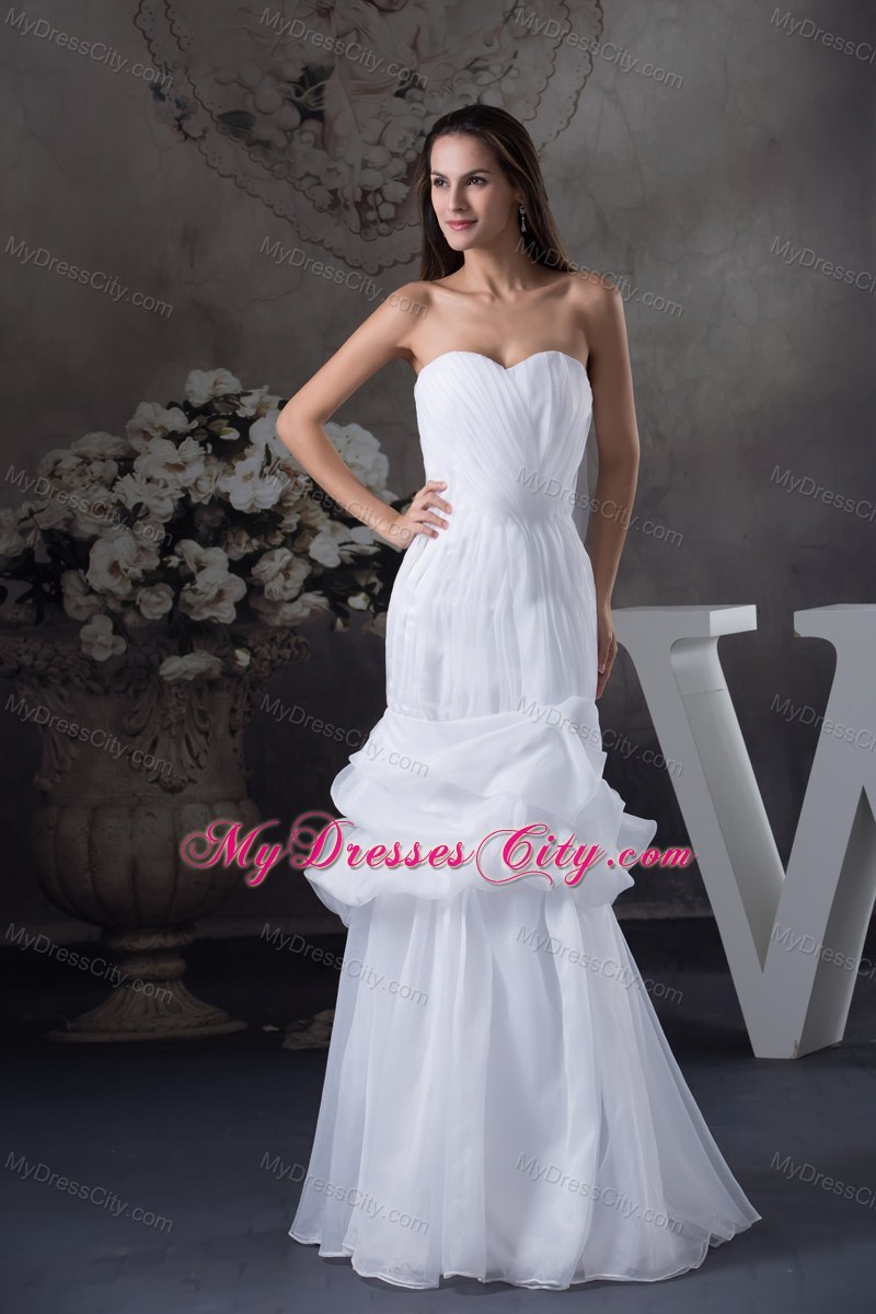 Sweetheart Mermaid Pick Ups Wedding Dress with Ruches