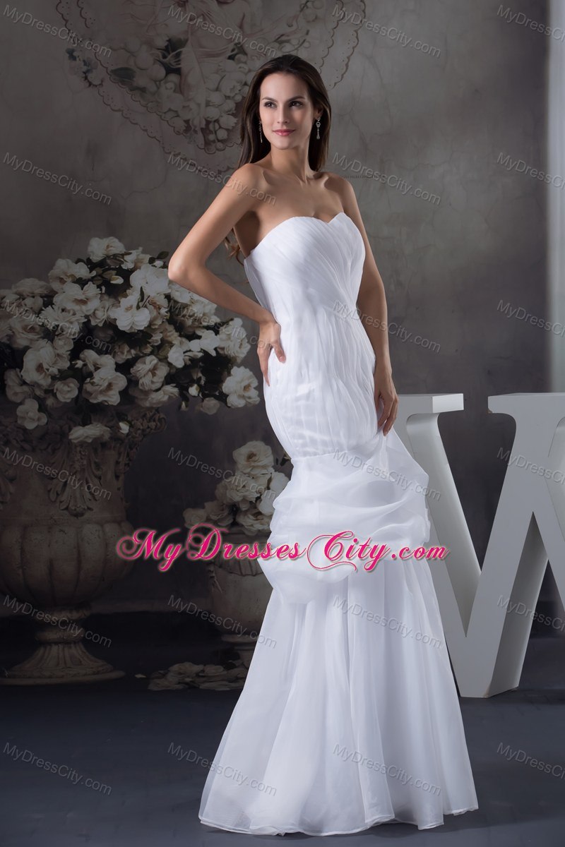 Sweetheart Mermaid Pick Ups Wedding Dress with Ruches