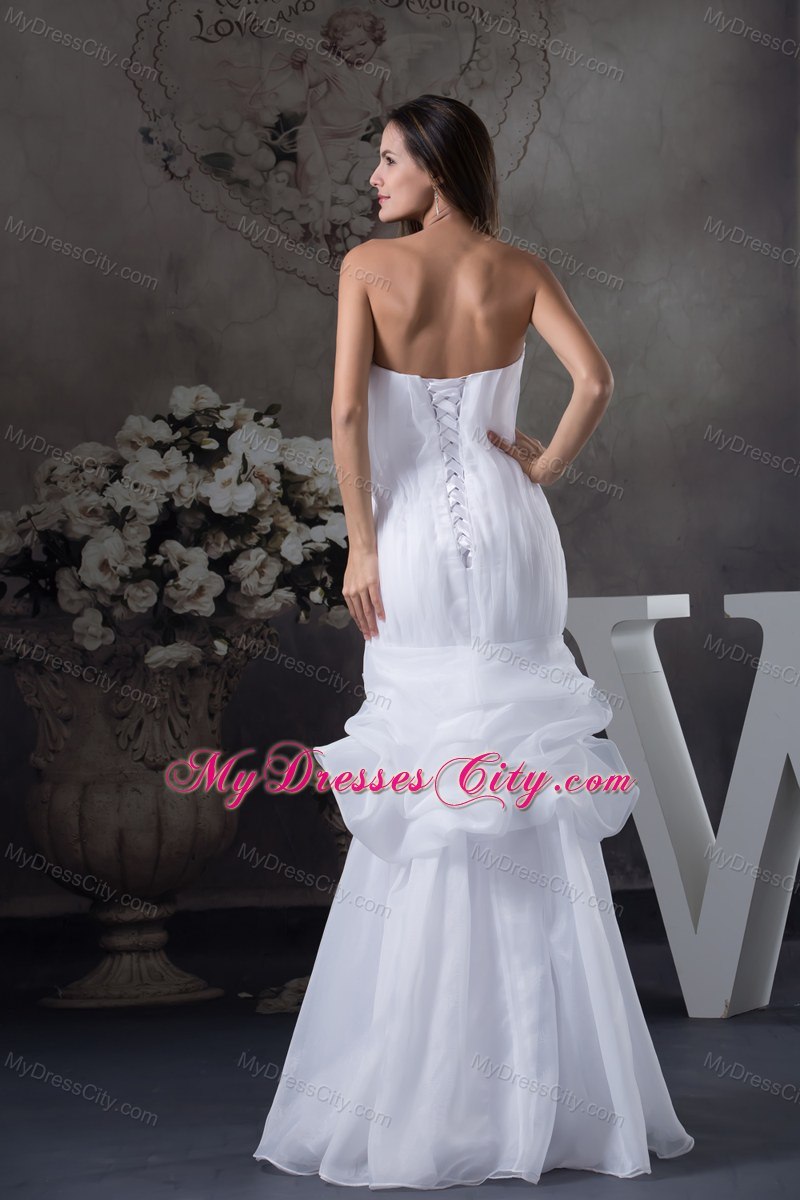 Sweetheart Mermaid Pick Ups Wedding Dress with Ruches