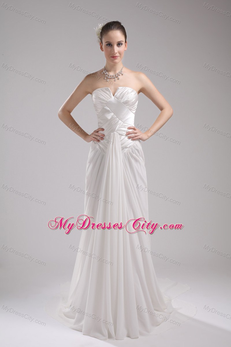 Romantic Strapless Ruches Chiffon Wedding Dress for Party