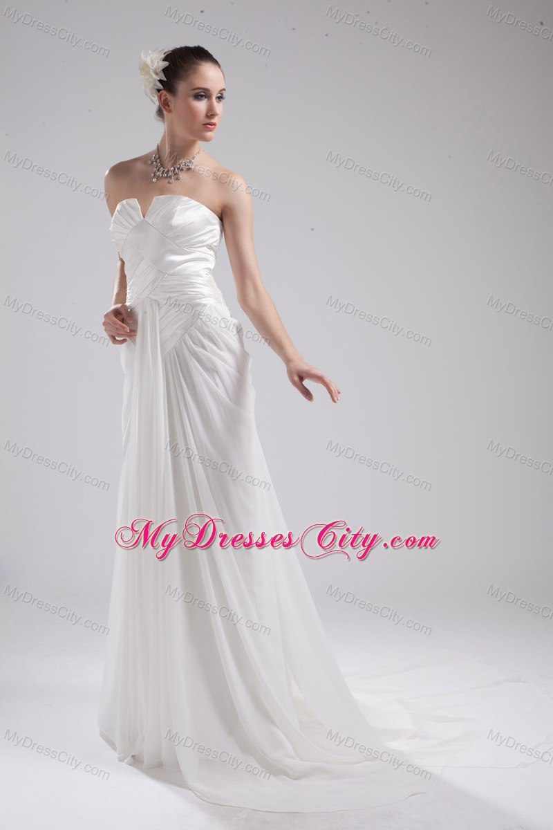 Romantic Strapless Ruches Chiffon Wedding Dress for Party