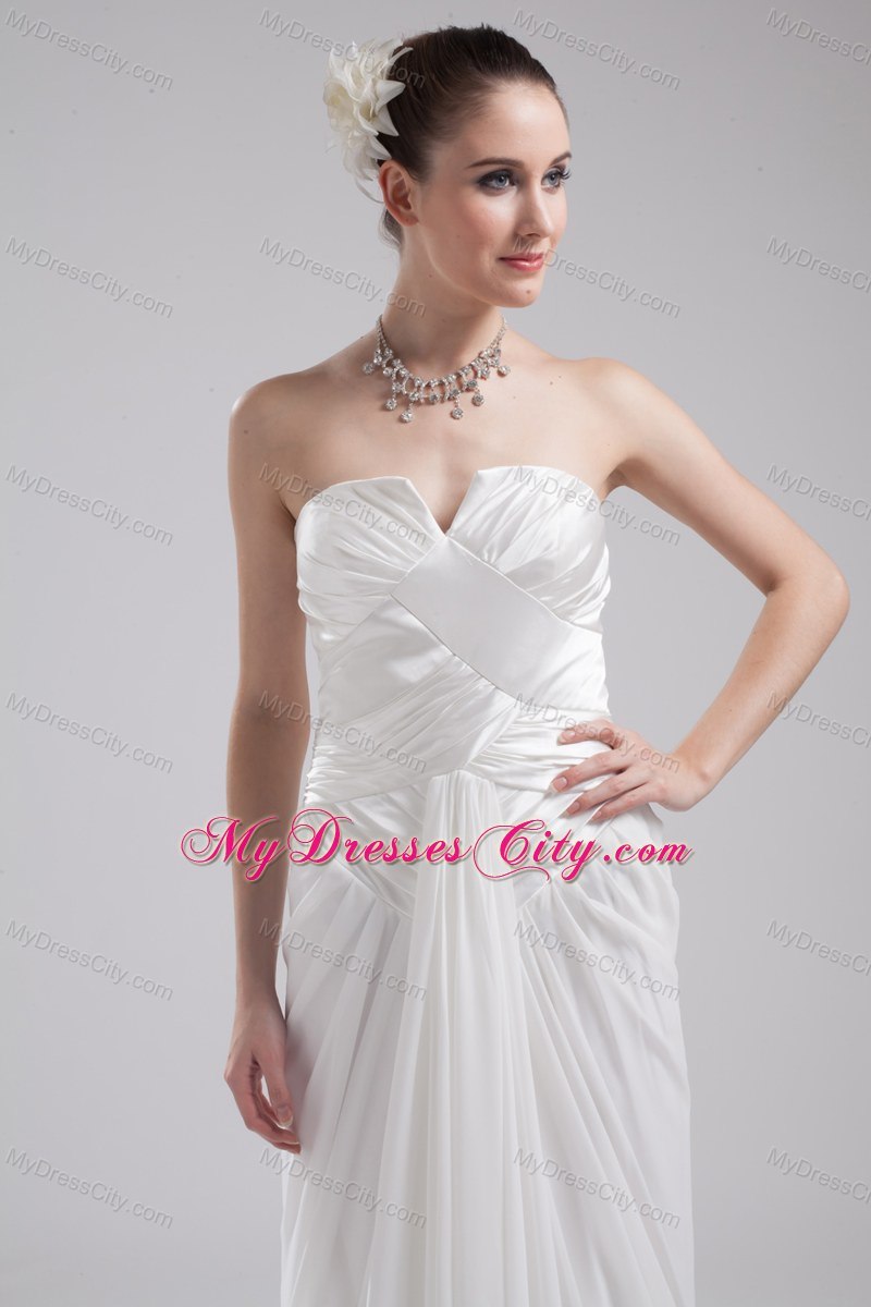 Romantic Strapless Ruches Chiffon Wedding Dress for Party