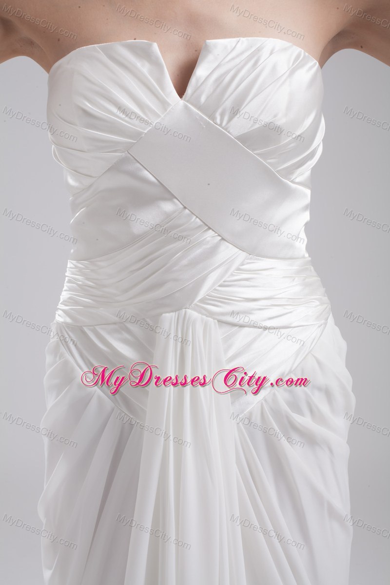 Romantic Strapless Ruches Chiffon Wedding Dress for Party