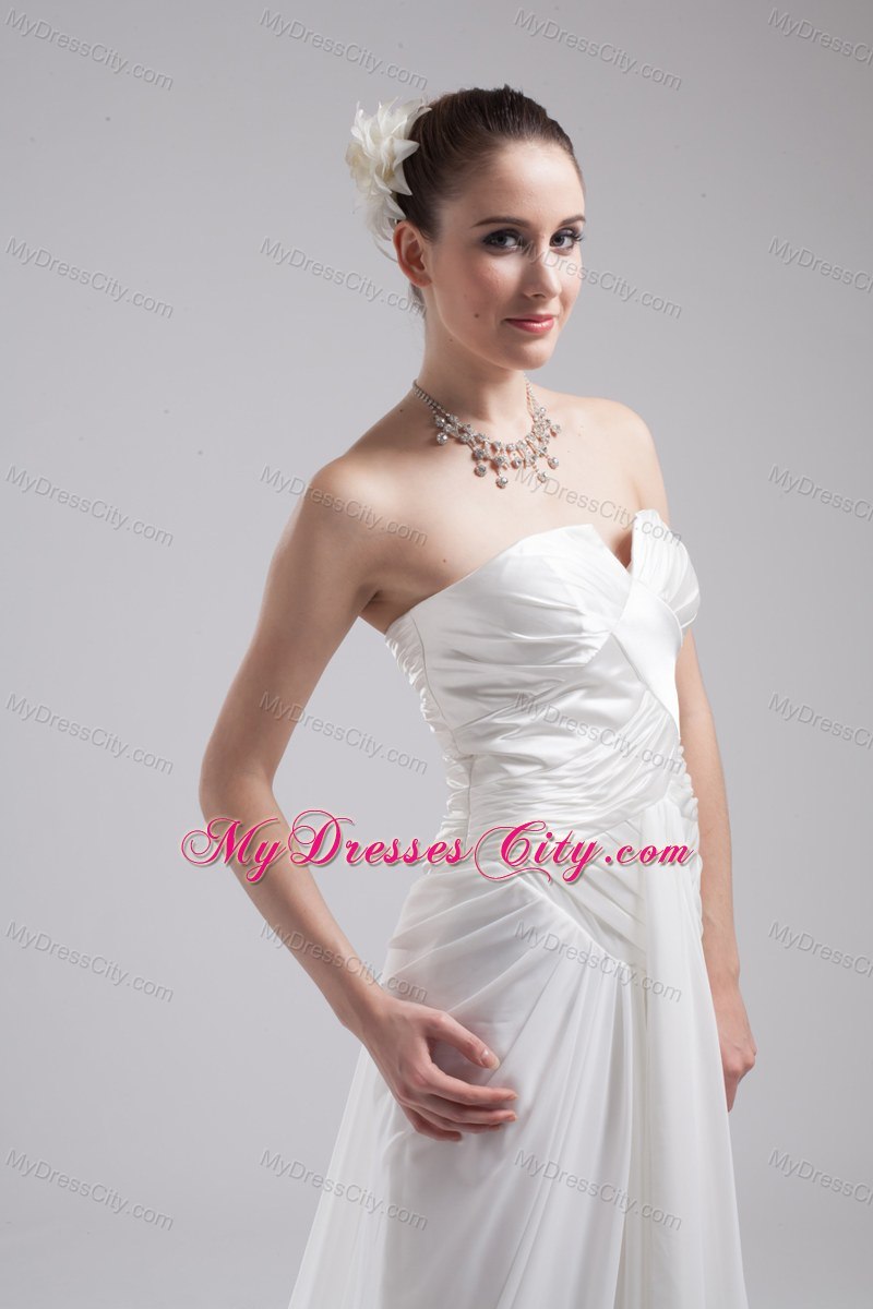 Romantic Strapless Ruches Chiffon Wedding Dress for Party