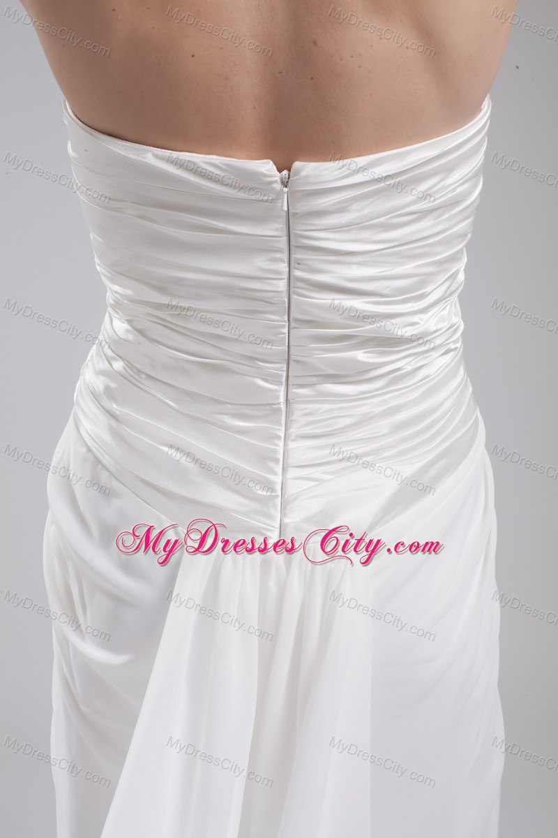 Romantic Strapless Ruches Chiffon Wedding Dress for Party