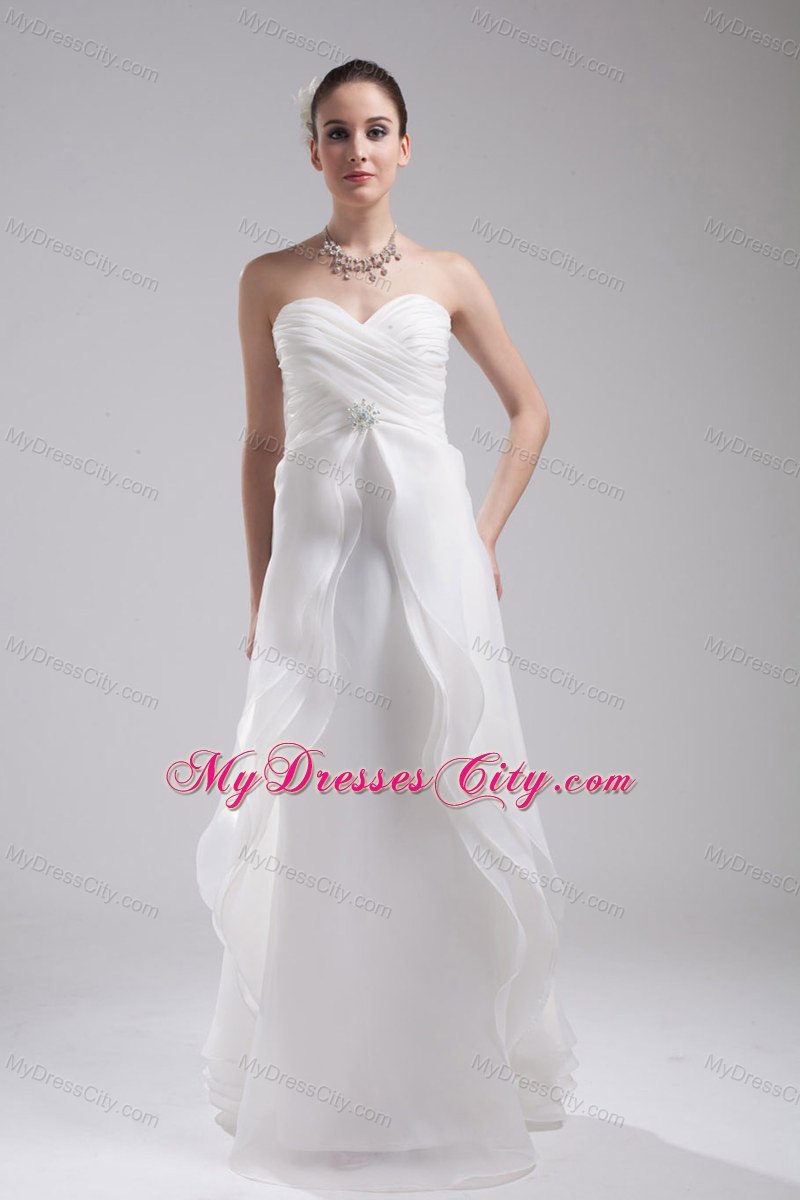 Column 2013 Wedding Dress with Sweetheart Ruches Organza