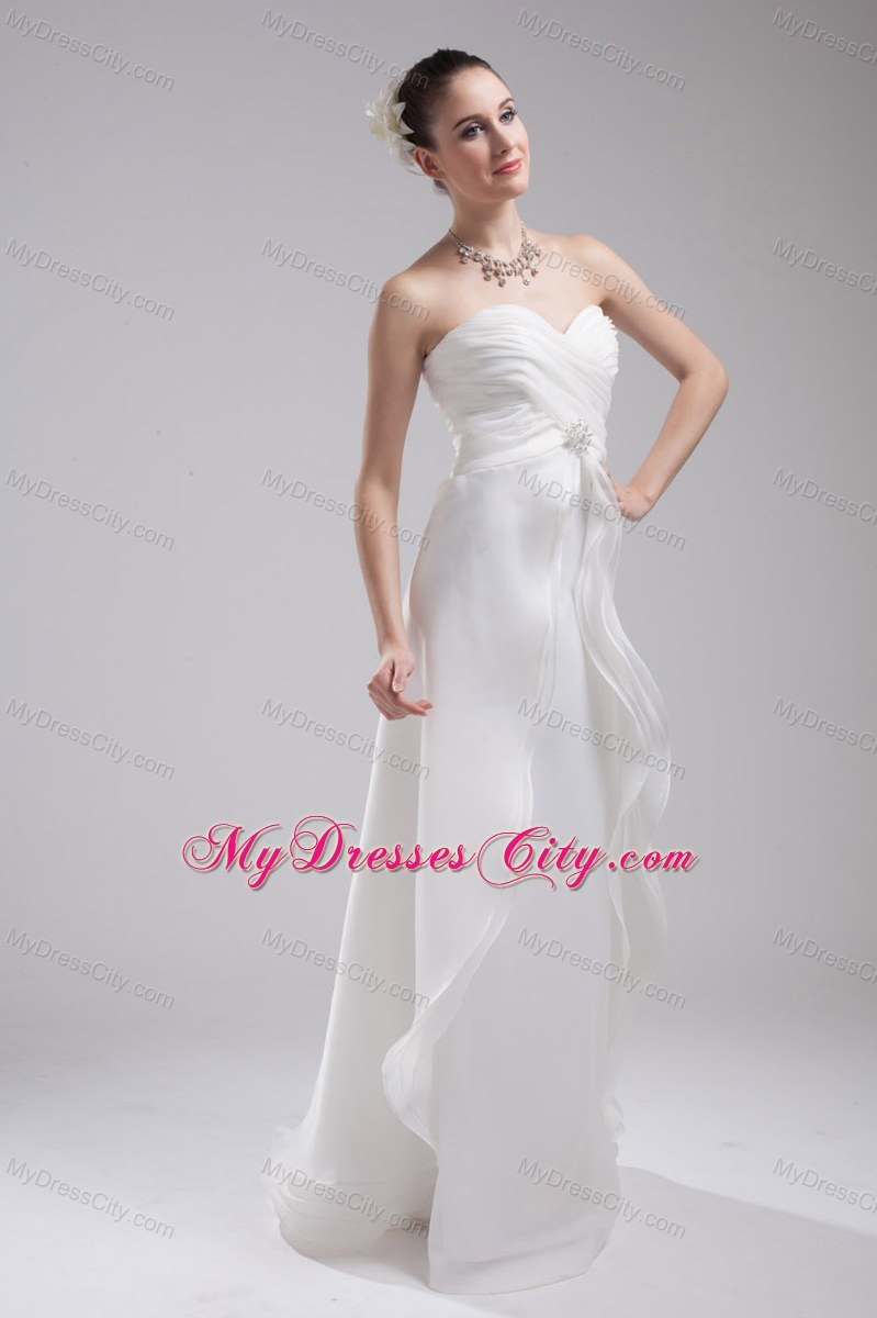 Column 2013 Wedding Dress with Sweetheart Ruches Organza