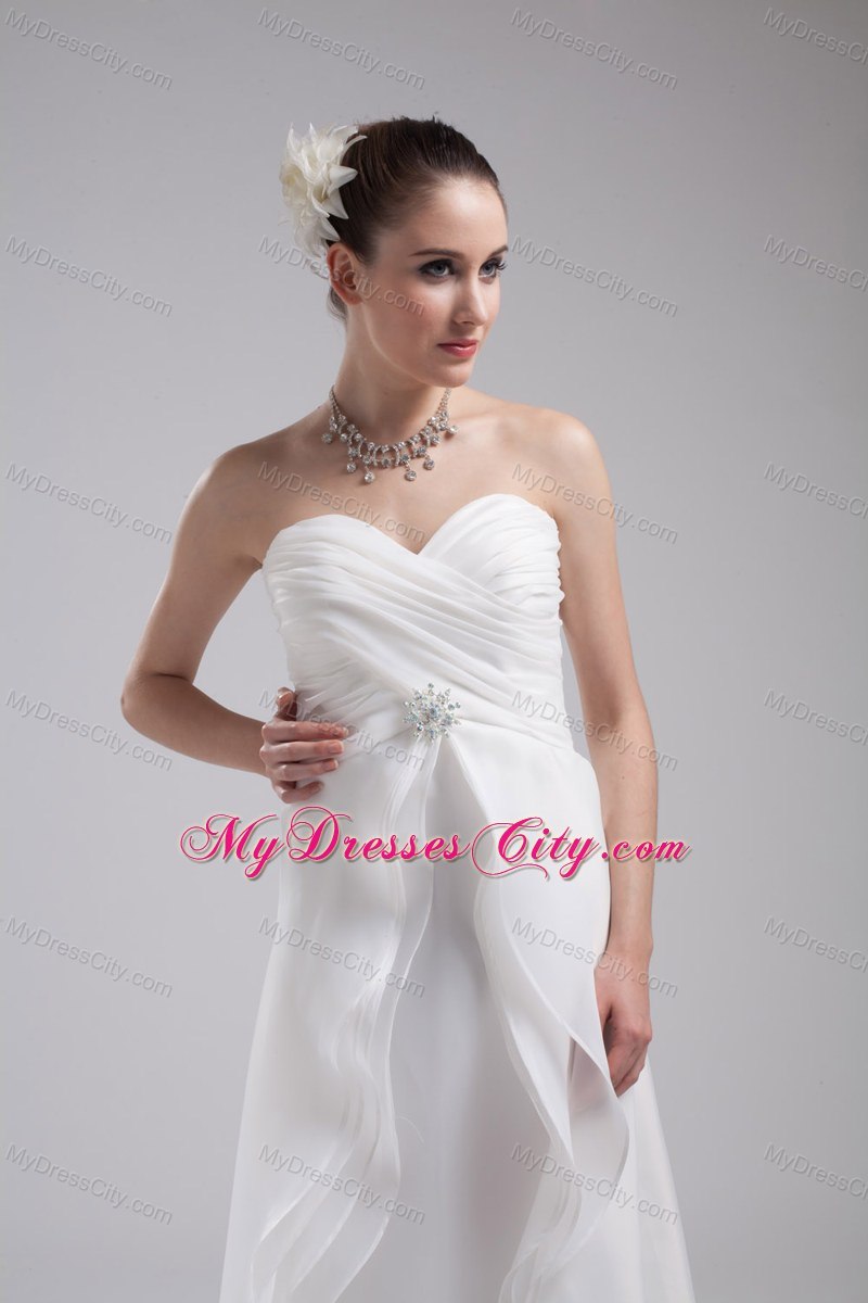 Column 2013 Wedding Dress with Sweetheart Ruches Organza