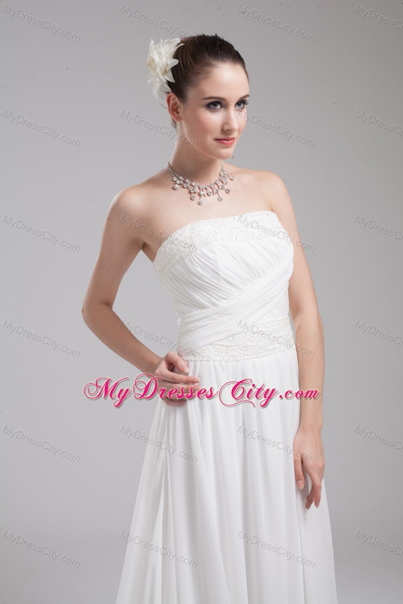 A Line Strapless Ruching Chiffon Wedding Dress For Cheap 1700