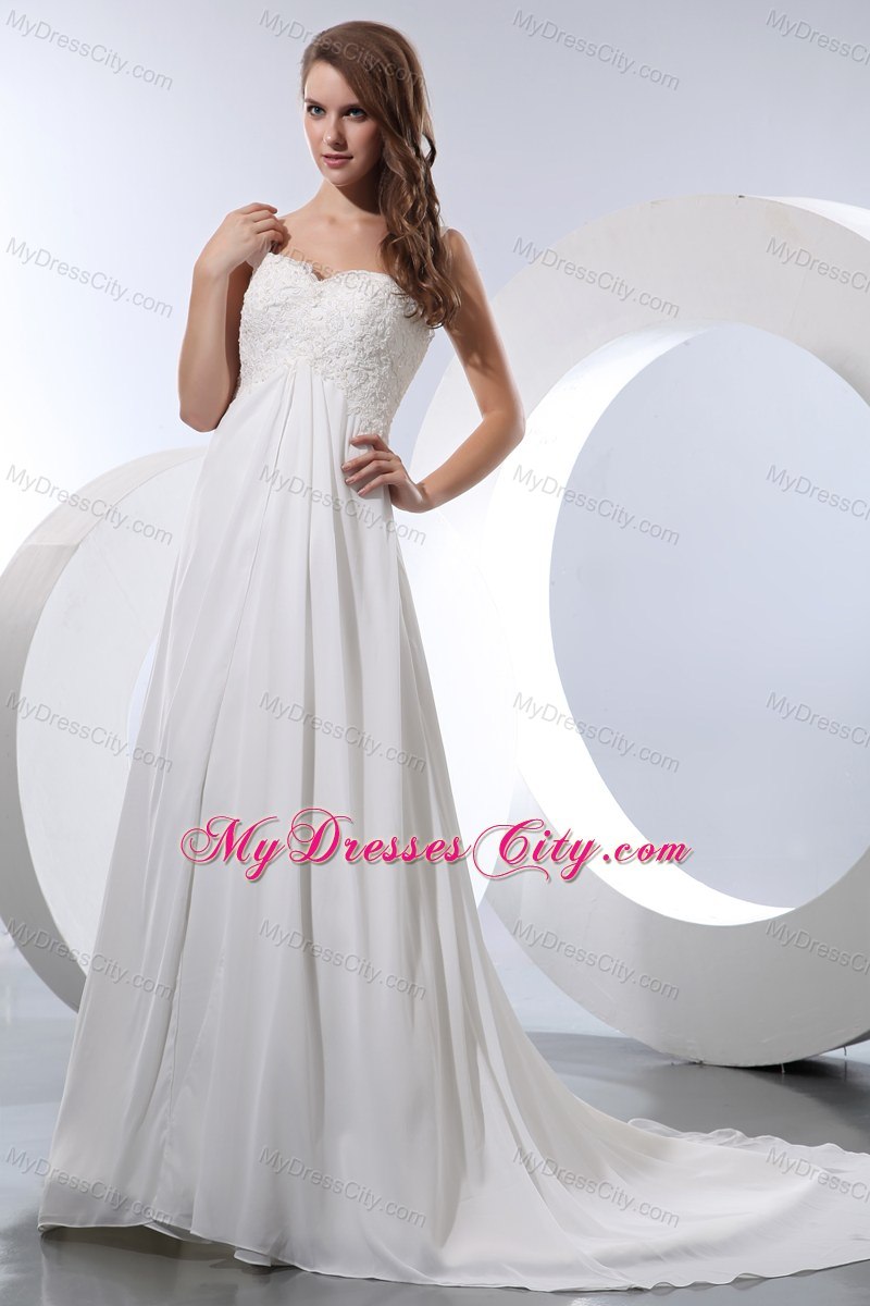 Plus Size Straps Chiffon 2013 Wedding Dress with Appliques