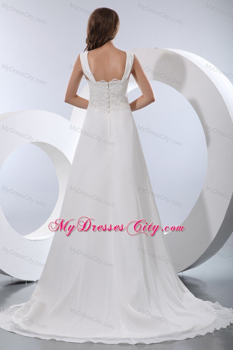 Plus Size Straps Chiffon 2013 Wedding Dress with Appliques