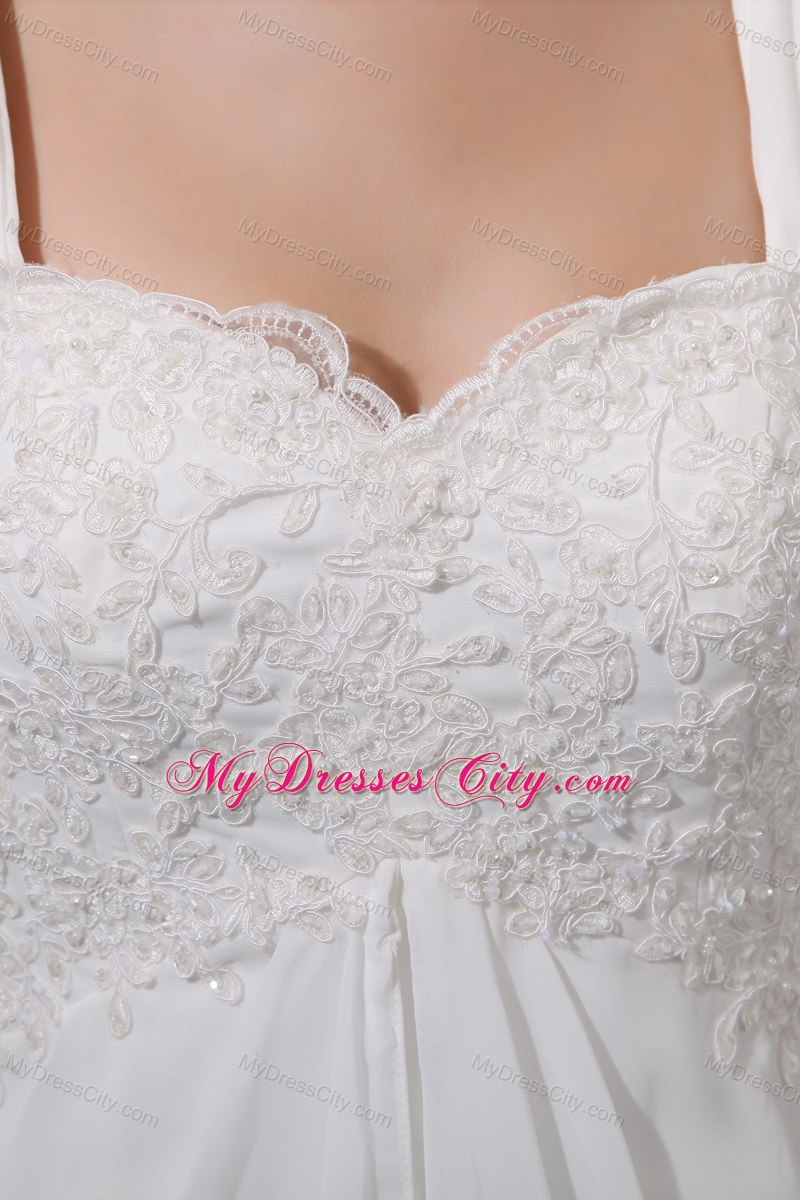 Plus Size Straps Chiffon 2013 Wedding Dress with Appliques