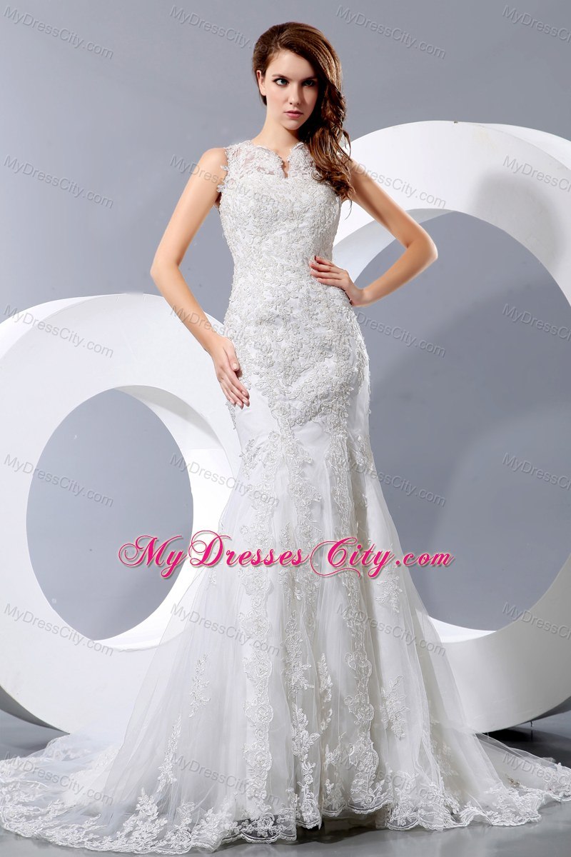 Luxurious Mermaid Lace Wedding Dress for Garden Wedding