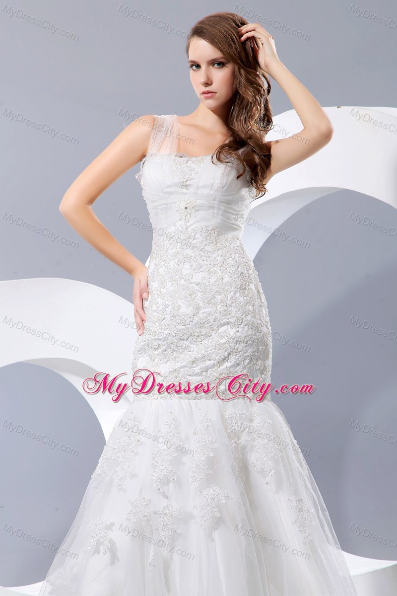 Fashionable Mermaid Square Lace Wedding Dress for Cheap