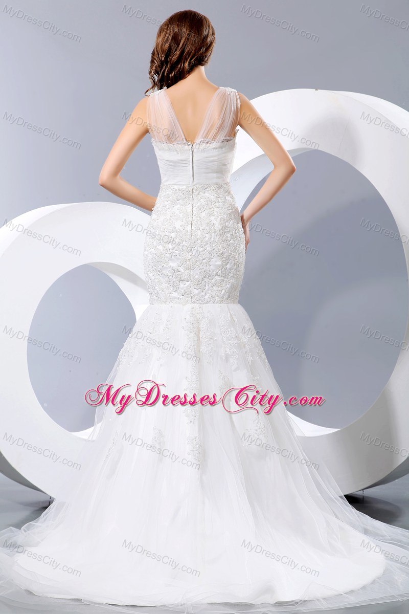 Fashionable Mermaid Square Lace Wedding Dress for Cheap