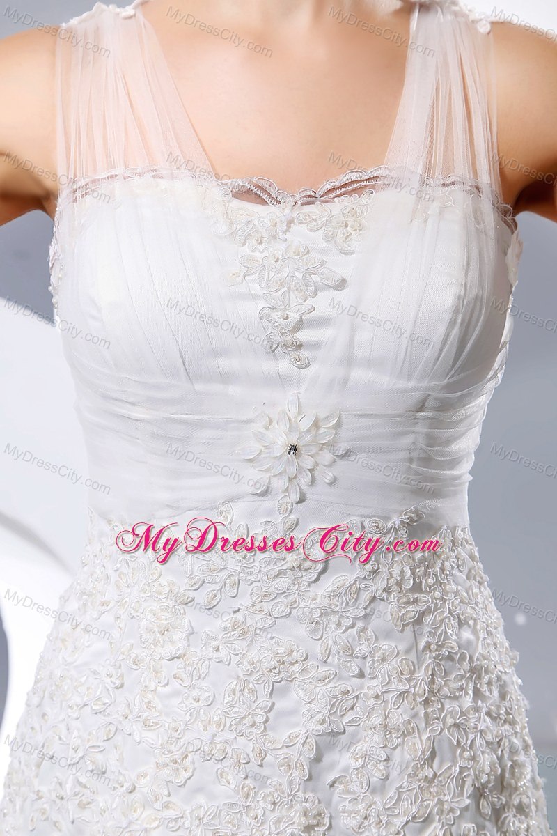 Fashionable Mermaid Square Lace Wedding Dress for Cheap