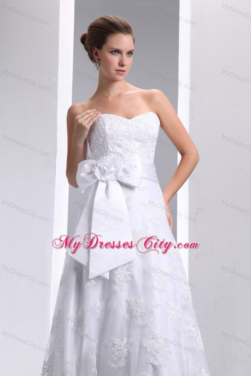 Sweetheart Sash Lace Wedding Dress for Church Wedding