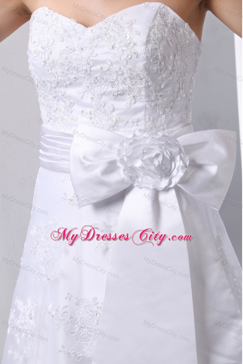 Sweetheart Sash Lace Wedding Dress for Church Wedding