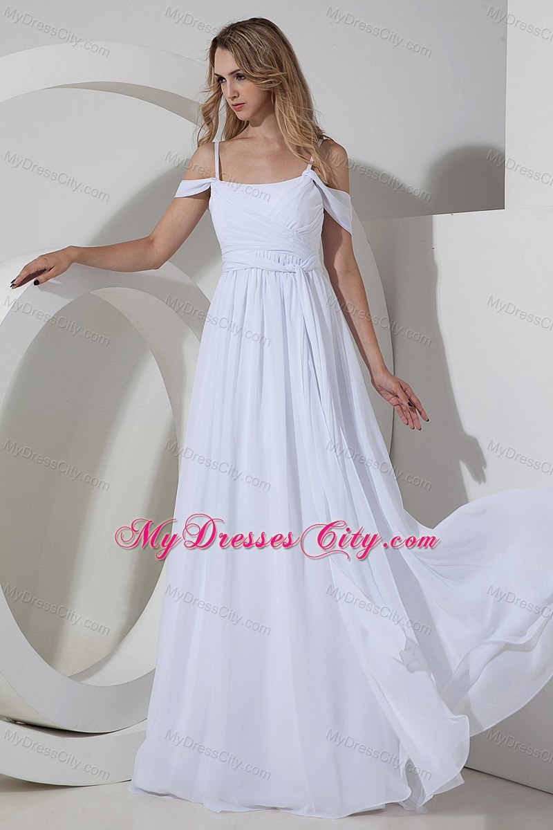 Beautiful Straps Sash Ruches Bridal Dress for Wedding Party