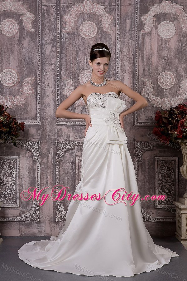 A-line Sweetheart Clasp Handle Full Beaded Bust Bridal Gown