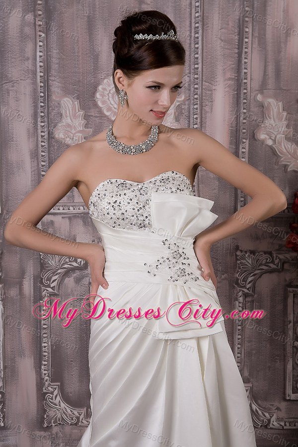 A-line Sweetheart Clasp Handle Full Beaded Bust Bridal Gown