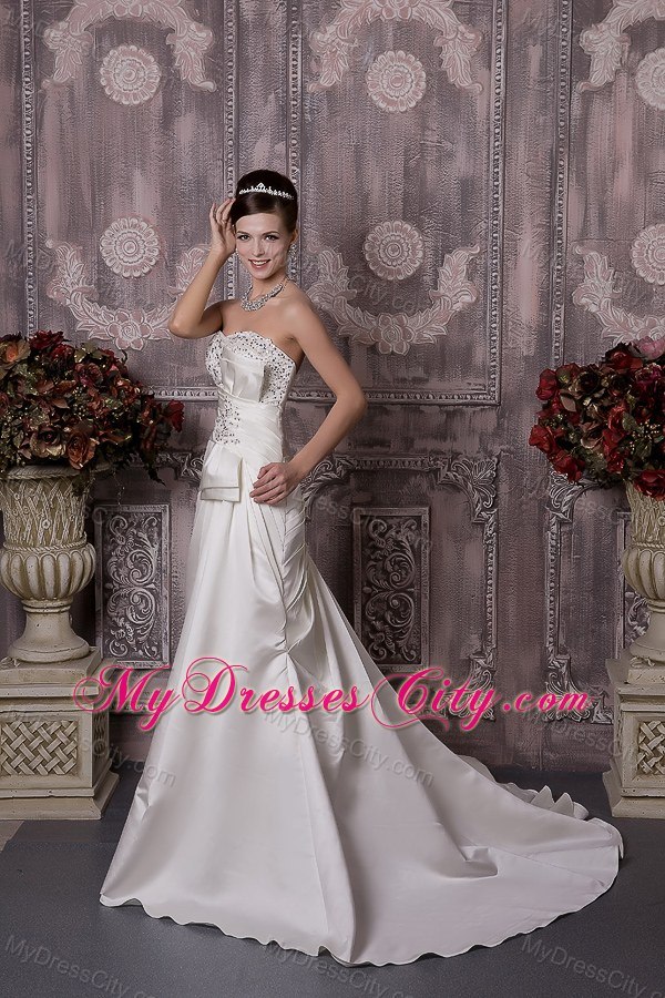 A-line Sweetheart Clasp Handle Full Beaded Bust Bridal Gown