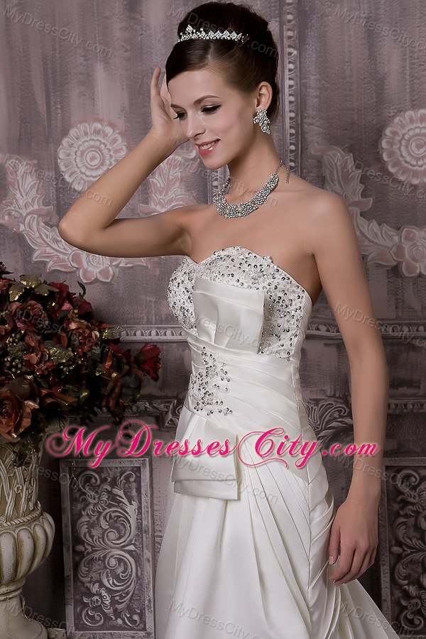 A-line Sweetheart Clasp Handle Full Beaded Bust Bridal Gown