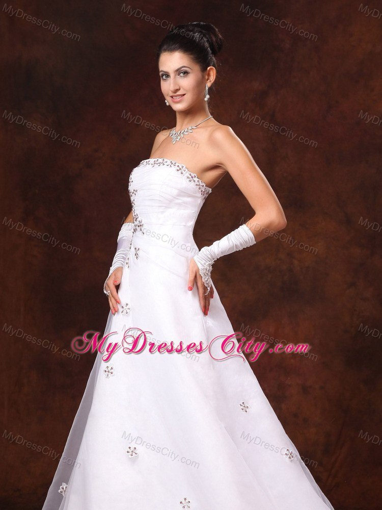 A-line Appliques Court Train Wedding Dress For Church Wedding