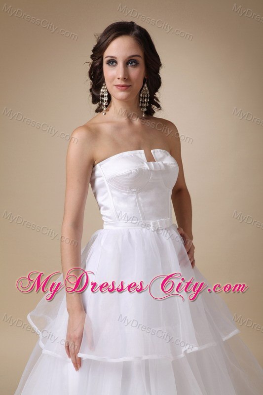 Elegant A-line Strapless Floor-length Layered Wedding Dress