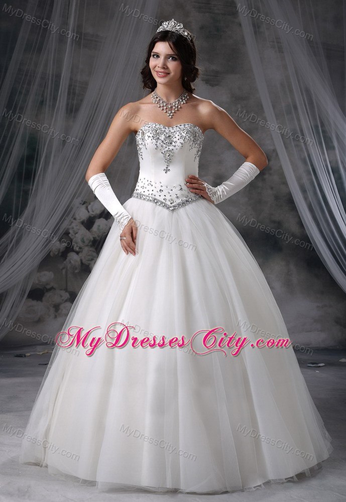 Beaded Bodice Floor-length Ball Gown Lace-up Wedding Dress