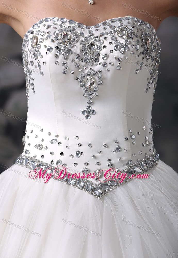 Beaded Bodice Floor-length Ball Gown Lace-up Wedding Dress