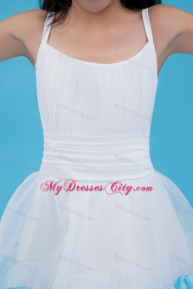 Ankle-length A-line Organza Straps Flower Girl Dress in White