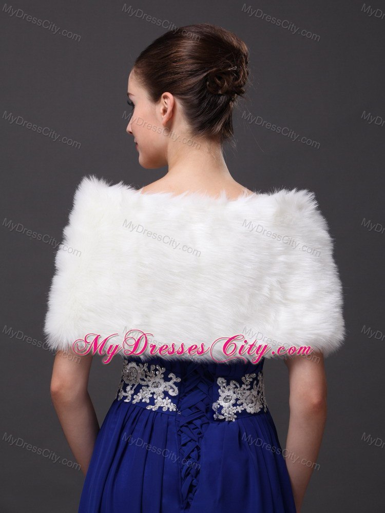 Front Closure and Faux Fur For Wedding / Special Occasion Shawl