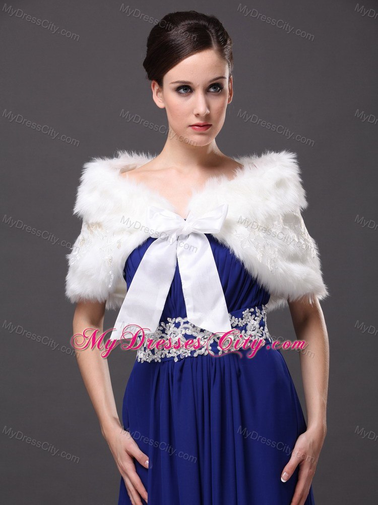 Bowknot V-Neck Faux Fur Formal Occasions Wraps / Shawls