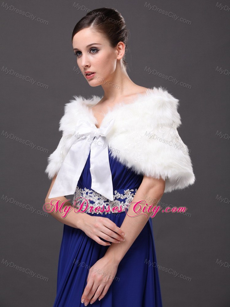 Bowknot V-Neck Faux Fur Formal Occasions Wraps / Shawls