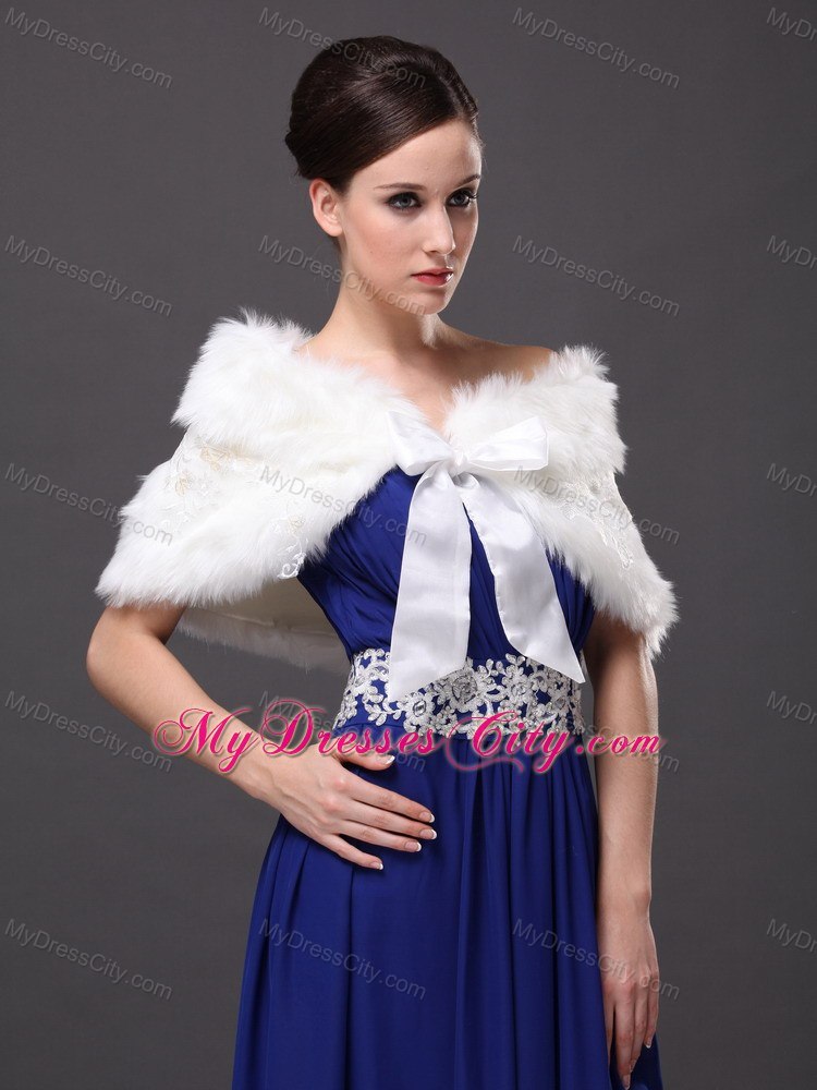 Bowknot V-Neck Faux Fur Formal Occasions Wraps / Shawls