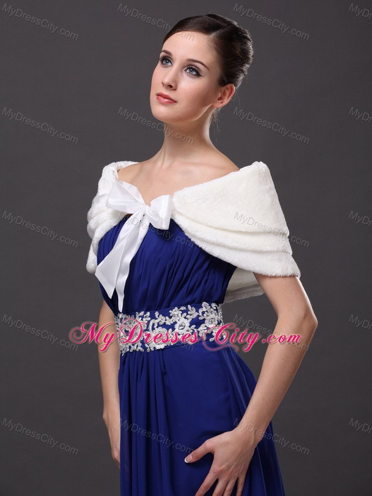 Genuine Bowknot Off Shoulder White Prom Wraps / Shawls