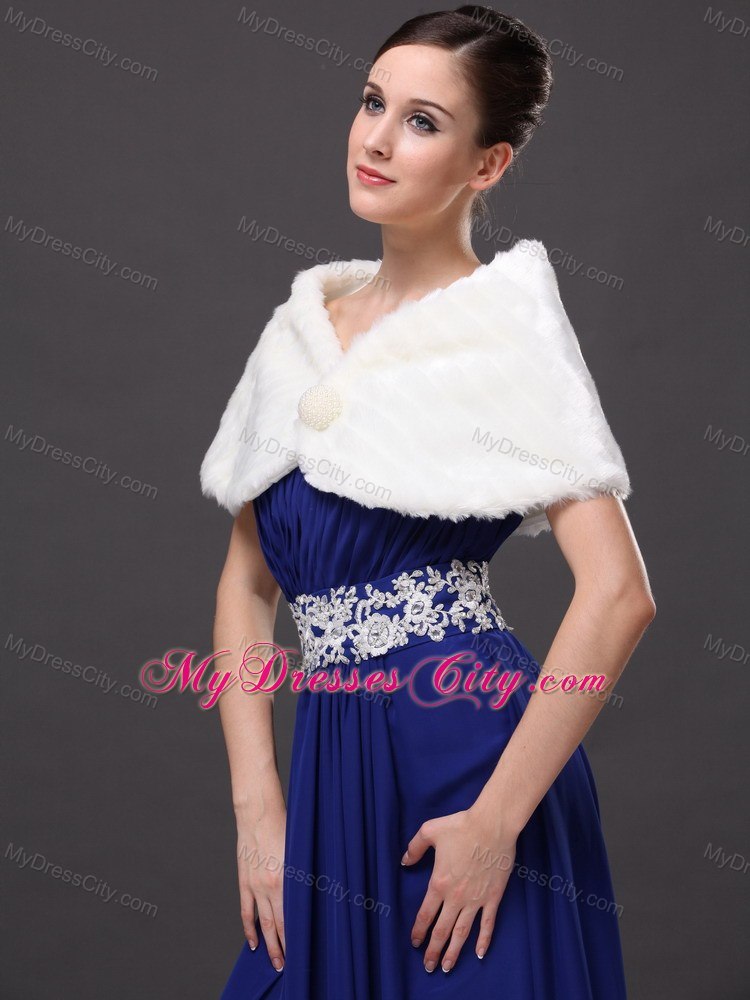 Beautiful Faux Fur Wedding V-Neck Party / Prom / Cocktail Wraps White