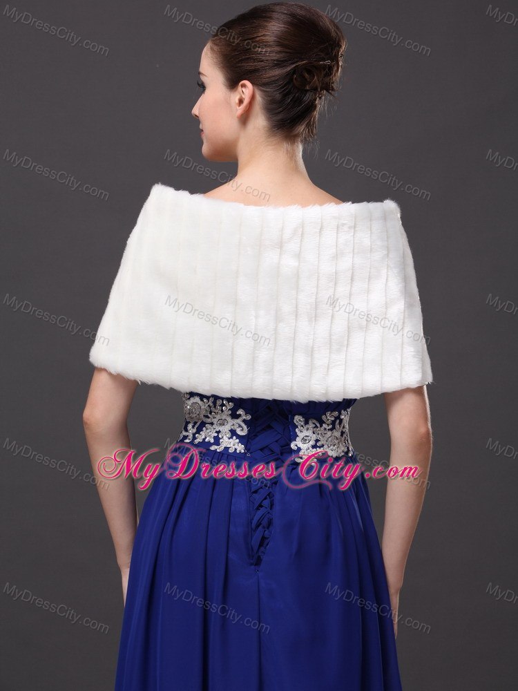 Beautiful Faux Fur Wedding V-Neck Party / Prom / Cocktail Wraps White