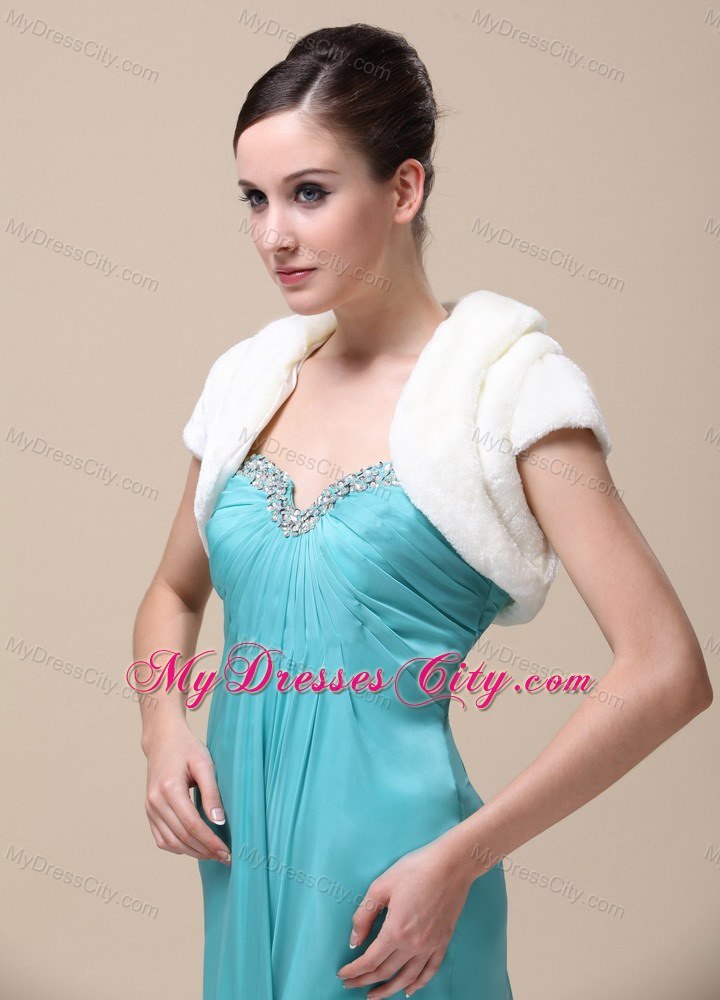 Pretty Faux Fur Special Occasion / Wedding Jacket With Short Sleeves On Sale