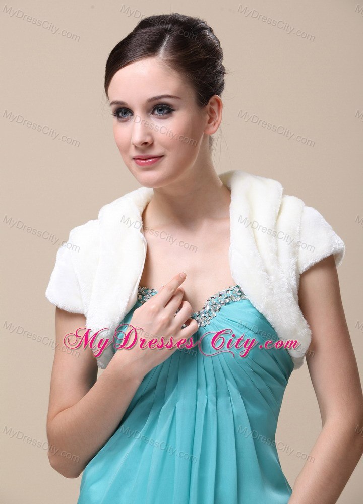 Pretty Faux Fur Special Occasion / Wedding Jacket With Short Sleeves On Sale