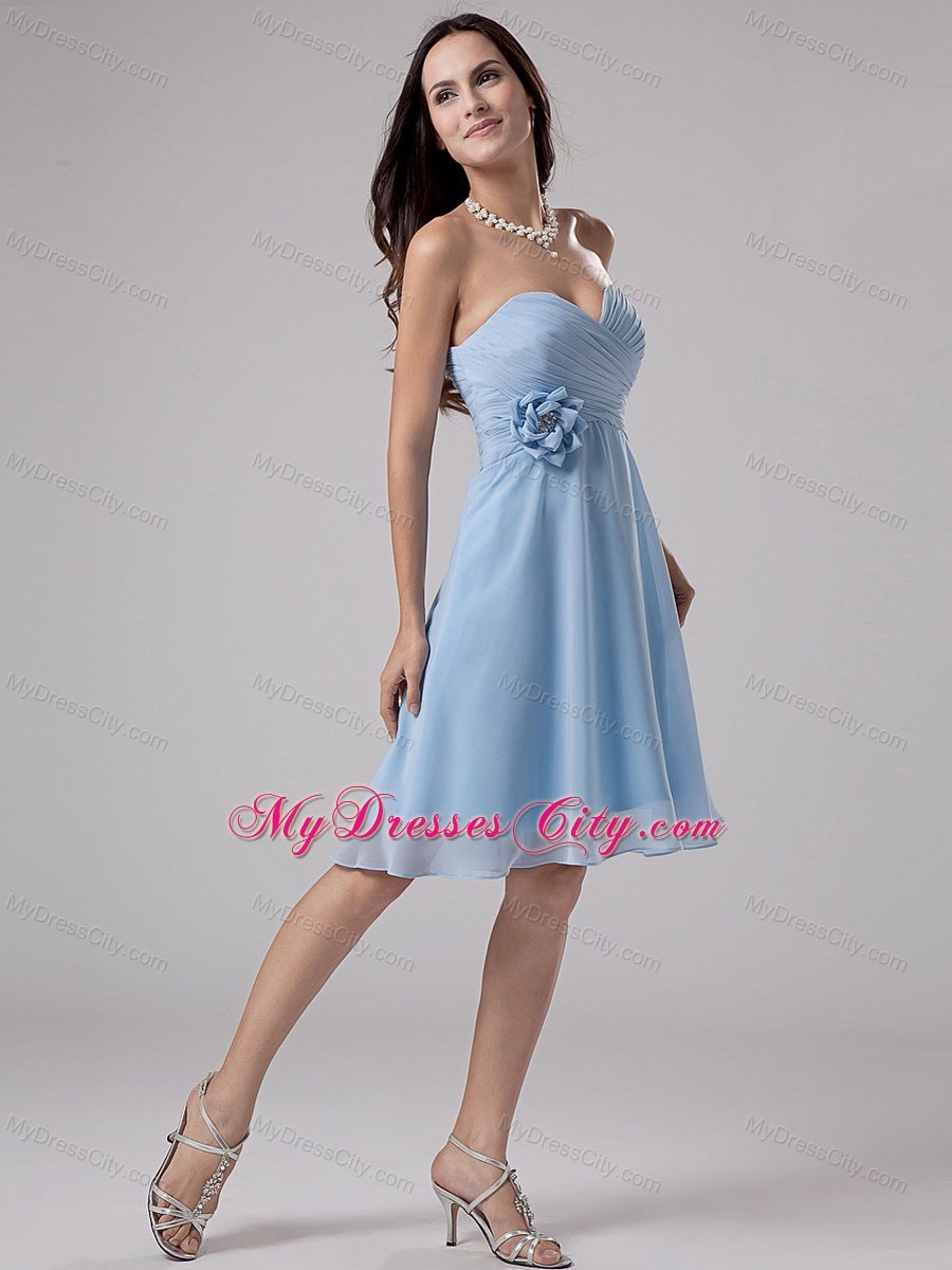 Hand Made Flower and Ruching Knee-length Bridesmaid Dress