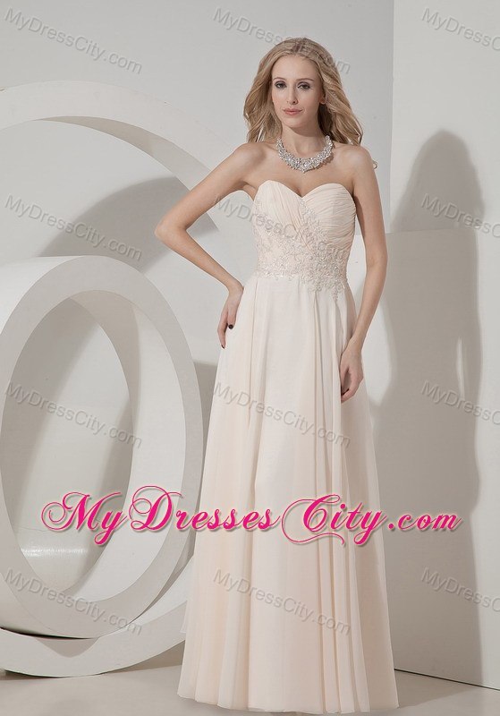 Champagne Column Sweetheart Chiffon Bridesmaid Dress with Appliques