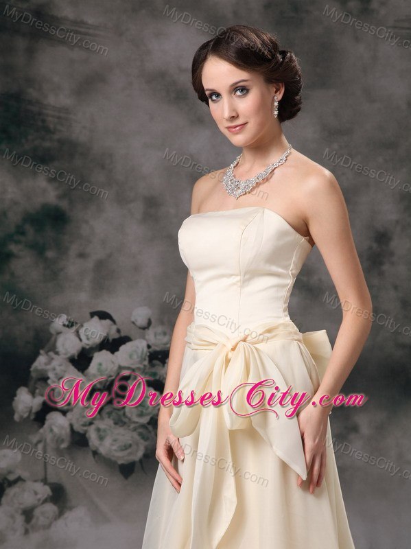 Light Yellow Empire Floor-length Chiffon Sashes Bridesmaid Dress